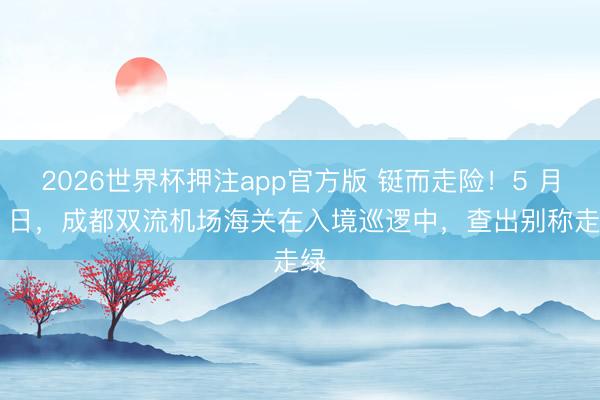 2026世界杯押注app官方版 铤而走险！5 月 4 日，成都双流机场海关在入境巡逻中，查出别称走绿