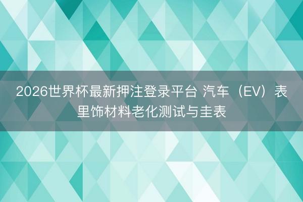 2026世界杯最新押注登录平台 汽车(EV)表里饰材料老化测试与圭表
