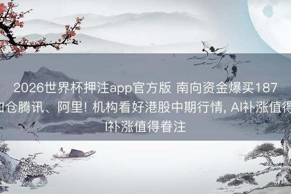 2026世界杯押注app官方版 南向资金爆买187亿， 加仓腾讯、阿里! 机构看好港股中期行情， AI补涨值得眷注