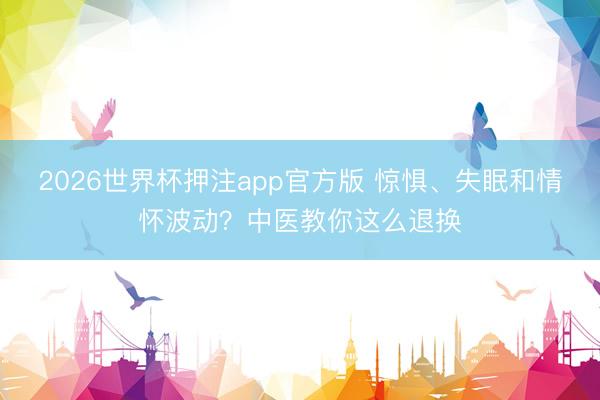 2026世界杯押注app官方版 惊惧、失眠和情怀波动?中医教你这么退换