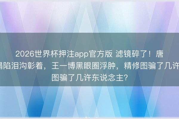 2026世界杯押注app官方版 滤镜碎了！唐嫣苹果肌塌陷泪沟彰着，王一博黑眼圈浮肿，精修图骗了几许东说念主？