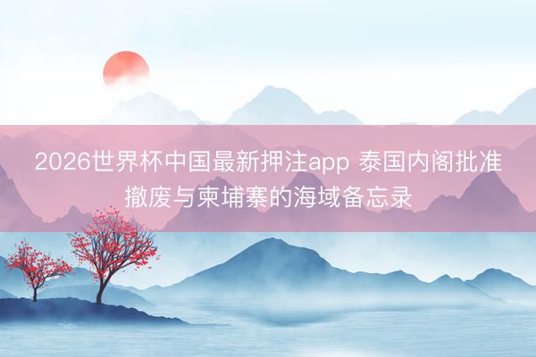 2026世界杯中国最新押注app 泰国内阁批准撤废与柬埔寨的海域备忘录