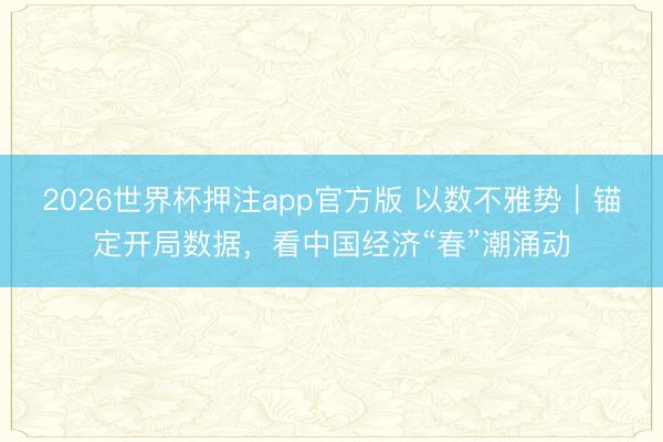 2026世界杯押注app官方版 以数不雅势｜锚定开局数据，看中国经济“春”潮涌动