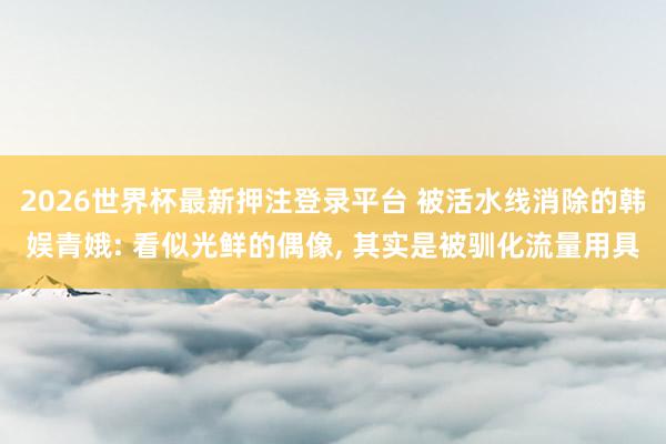 2026世界杯最新押注登录平台 被活水线消除的韩娱青娥: 看似光鲜的偶像， 其实是被驯化流量用具